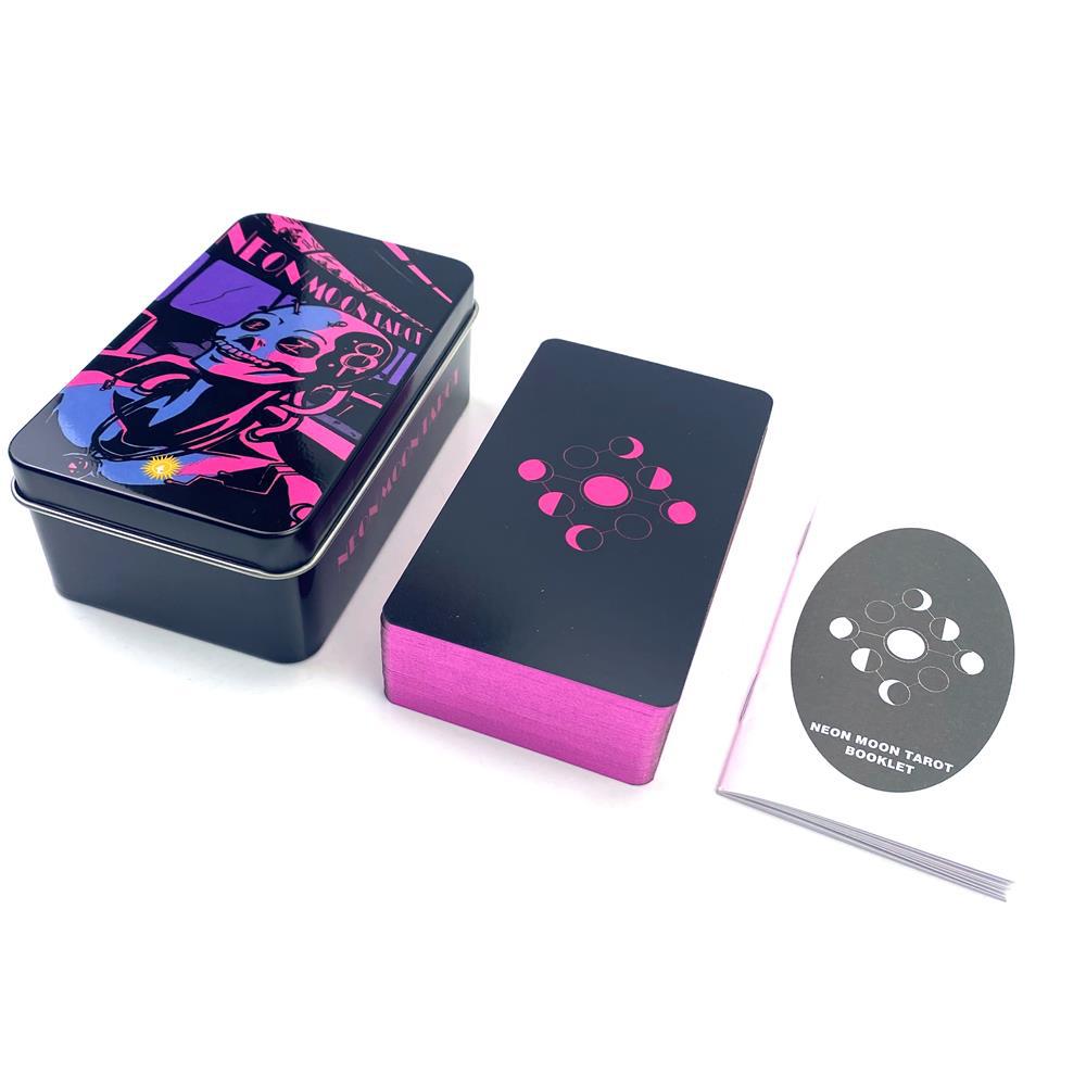 Tarot Deck With Guidebook - Neon Moon Tarotkaarten Roze Vergulde Randkaarten