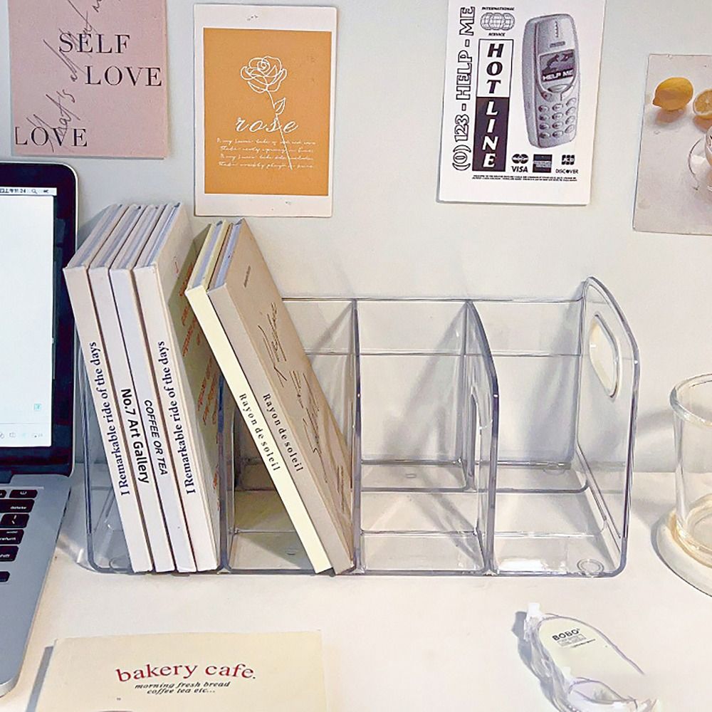 Clear Acrylic Book Stand Holder - Draagbare, transparante acrylboekensteunen met handvat, bureau-organizer,